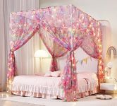 Mengersi Unicorn Bed Canopy for Girls Canopy Bed Curtains with Lights-Canopy for Bed - Bed Netting Canopy for Girls,Princess Canopy for Girls Room Decor,Full Size