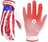 HANDLANDY Mens Football Gloves, Silicone Ultra Sticky Receiver Gloves,Super Grip Football Glove Best Gift for Adult(Red-Adult, Adult X-Large)