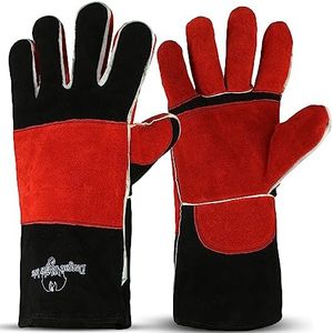 Strongarm Welding Gloves Heat & Fire Resistant 14" Leather Welding Glove for Stick, Mig, Tig, BBQ, Fireplace, Wood Stove, withstand temperatures up to 932°F(500℃)