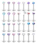 Finrezio 16G 18G 20G Threadless Push in Nose Stud Lip Rings Stainless Surgical Steel Labret Lip Monroe Medusa Nose Piercing Jewelry Flat Back Cartilage Helix Tragus Earring Studs for Women Men 28Pcs