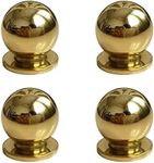 RZDEAL 1 Inch Round Solid Brass Pulls Antique Cabinet Drawer Small Handles Modern Minimalist Handles Knobs (4Pcs, Mirror Polish)