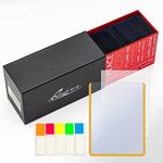 Quiver Time 100 Yelllow 3x4 Top Loaders for Cards - Durable 35pt Toploader Hard Plastic Card Sleeves for Sports Cards, Baseball Cards and Trading Cards (+100 Penny Sleeves +100 Pull-Tabs +Storage Box)