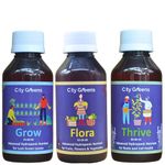 City Greens Advance Hydroponic Nutrient - Grow, Flora, & Thrive - Concentrated Liquid Fertilizer for Complete Plant Nutrition Total - 300ml (100ml Bottle Each Grow, Flora, & Thrive).