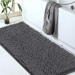 Sheepping Bathroom Rugs Mat Non Slip Chenille Long Grey Bath Runner Rugs with Rubber Backing, Fluffy Soft, Ultra Absorbent and Machine Washable Bath Rugs for Tub Double Sink 59" x 20"