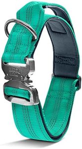 Black Rhino - Tactical Dog Collar, Ultra Soft Neoprene Padded Dog Collar for Medium Large Dogs | Heavy Duty Metal Buckle | Padded Handle for Dog Training (XL, Aqua)