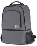 Carhatt Mens Insulated 24 Can Two Compartment Cooler Backpack Backpack With FullyInsulated Cooler Base, Grey, One size