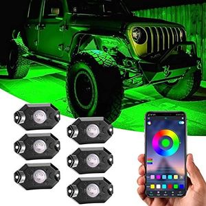 YCHOW-TECH Neon Accent RGB LED Rock Lights - 6 Pods Grille Mount RGB Pods, Wide Angle Aluminum Alloy Waterproof Underglow Wheel Lights for UTV/ATV Rear Lower Bumper Mount