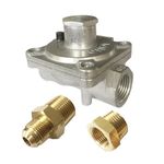 GRILLJOB Natural Gas Grill Regulator with 2 Brass Fittings Gas Pipe in/Out 1/2'' X 1/2"-14NPT, Max Inlet Pressure:1/2" PSI, Outlet Pressure LPG 10" NG 4" W.C, NPT Natural Gas Low Pressure Regulator