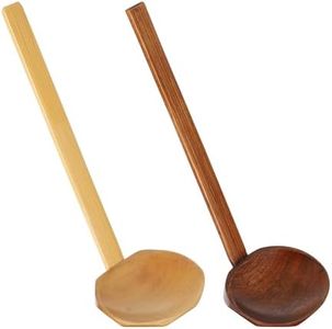 Angoily Soup Ladle, 2PCS Ladle Spoon Wooden Ladles for Cooking, Hot Pot Spoon Wooden Scoop, Japanese Ramen Spoon Noodle Cooker Soup Spoon, Wood Ladle Utensils, Retro Tablespoon Kitchen Serving Ladle