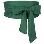 Elerevyo Women Solid Obi Belt, Bowknot Self Tie Wrap Wide Sash Waistband Belt for Dress Army Green 56-82cm/22.05-32.28"