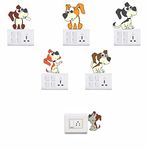 Decor Kafe 'Cute Puppies' Wall Sticker (PVC Vinyl, 39 cm x 23 cm, Blue, Set of 6)_