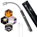 VazzLox Electric Lighter for Candles Rechargeable Electric Gas Lighter for Home Use Candle Lighter Plasma Lighter Flameless Windproof USB Lighter 360° Flexible Neck Arc Lighter for Diwali Fireworks