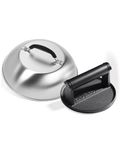 HULISEN Cast Iron Burger Press and 9 Inch Stainless Steel Melting Dome, Griddle Accessories Kit for Bacon, Cheese, Steak, Burger Smasher, Flat Top Cooking, Indoor & Outdoor Use