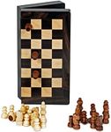 WE Games Travel Magnetic Folding Black Stained Wooden Chess Set - Portable Chessboard, Perfect Travel Chess Set for Adults, 8 inches