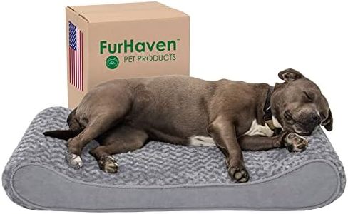 FurHaven Pet Dog Bed | Orthopedic Ultra Plush Luxe Lounger Pet Bed for Dogs & Cats, Gray, Large