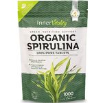 Organic Spirulina Tablets 1000 Easy to Swallow Tablets - 100% Pure Certified Organic Tablets Rich in Essential Vitamins & Minerals by Inner Vitality