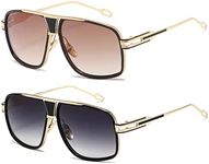 AEVOGUE Sunglasses For Men Goggle Alloy Big Frame Square Metal Punk Style Shield AE0336