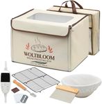 Pizza Dough Proofing Box Bread Proofing Box Foldable Pizza Bread Proofer Yogurt Maker with Sourdough Making Kit - 9 Inch Proofer Basket, Lame, Scraper, Metal Rack - Temperature 68-131℉ 99 H Timer