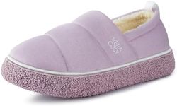 VeraCosy Women's Quilted Closed-back Slippers Technical Fabrics Warm Soft Comfy Non-slip Memory Foam Indoor House Shoes Light Purple, 5-6 UK