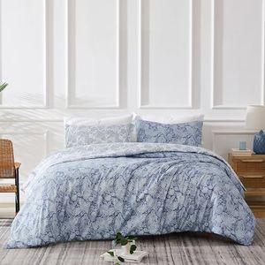 Southshore Fine Living, Inc. Oversized Comforter Bedding Set Down Alternative All-Season Warmth, Soft Reversible Bedspread 3-Piece with Two Matching Shams, Paisley Blue, King / California King