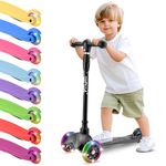 Hurtle 3 Wheel Toddler Scooter - Three Adjustable Heights, Wide Anti-Slip Deck, Kick Scooter for Kids Ages 2-5 w/Fun Light Up Wheels for Girls & Boys
