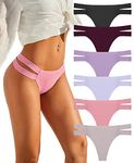 FINETOO Pack of 6 Seamless Thong Women's Sexy Lingerie Briefs Seamless Hipster Underpants Thongs Set Underwear Comfortable Women Multicoloured S-XL