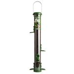 Bird Feeders For Small Birds - Jacobi Jayne® flo™ Classic Green Large Easy-clean Bird Feeder For Niger Seed - Bird Niger Seed Feeders Hanging Wire Included - Bird Niger Seed Feeder For Garden Birds