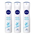 Nivea Deodorant Fresh Natural for Women, 150ml (Pack of 3, Spray)