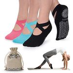 Ozaiic Yoga Socks for Women Non-Slip Grips & Straps, Ideal for Pilates, Pure Barre, Ballet, Dance, Barefoot Workout