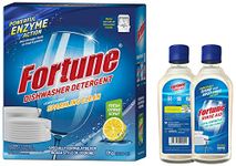 Fortune Dishwasher Detergent Powder- 1 Kg x 5 Pcs - Compatible with All Dishwasher Brands & Rinse Aid Regular Combo Pack - 500 ml (Pack of 6)