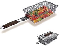 Yukon Glory™ Premium Grilling Basket, Designed Grill Vegetables, Seafood, Poultry and Meats, Unique Locking Mechanism to Easily Flip Food, Foldable Handle for Compact Storage