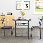 ModernLuxe Dining Table and Chairs Set Kitchen Table Furniture Dining Set Solid Table & Metal Legs (Grey Table and 2*Grey Chairs)