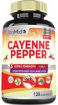 Cayenne Pepper Extract Capsules 6500mg, 4 Months Supply with Ginger, Turmeric Curcumin, Tulsi, Black Pepper - Supports Immune System, Promotes Digestive System Function - 120 Vegan Capsules