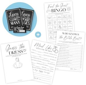 Hadley Designs 40 Minimalist Wedding Games for Bridal Shower Games for Guests, 25 Bridal Shower Games for Guests, Funny Bridal Shower Games 20 Guests, Guess How Many Kisses Game