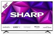 Sharp 4T-C50FN6KL2AB 50-Inch 4K Android Smart TV, Frameless UHD HDR with Google Assistant, HDMI 2.1 with eARC, Dolby Vision, Chromecast Built-in, Bluetooth, Freeview Play & Wireless Streaming – Black