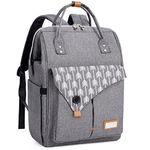 Lekebaby Diaper Bag Backpack Multi-function Waterproof Diaper Backpack Baby Bags for Mom and Dad with Changing Pad & Insulated Pockets & Stroller Straps, Grey
