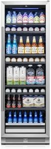 Yeego Beverage Refrigerator & Drink Fridge - 24 inch 378 Cans Beer Cooler with Glass Door, 34-54℉ Built-in or Freestanding Refrigerator with Door Lock, For Drink Soda Wine and Kitchen, Bar or Office