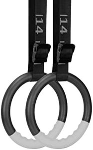 Teamaze Gymnastic Rings with 15 FT Adjustable Straps Non-Slip Gymnastics Rings Pull Up Workout Rings for Home Gym Exercise, Training (Grey)