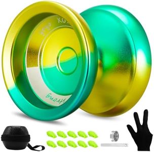 YOYOSTUDIO Responsive Yoyo Professional Yoyo for Kids 8-12 Fingerspin Yo Yo for Adults Kids Pro Trick Yoyo with Unresponsive Yoyo Bearings Kit, 10 Yo-Yo Strings, Case and Gloves (Yellow & Green)