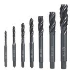 Saipor 7pcs Nitriding Coated Spiral Screw Thread Tap HSS 6542 Metric Machine Threading Taps Set M3 M4 M5 M6 M8 M10 M12 Tapping Tool