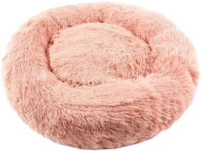 Furbulous Calming Dog & Cat Bed, Anti-Anxiety Donut Cuddler Warming Cozy Soft Round Bed, Fluffy Faux Fur Plush Cushion Bed for Small Medium Dogs and Cats - Pink 80cm