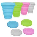 YUDAWN Collapsible Cups, 4 PCS Folding Silicone Cup BPA Free Collapsible Travel Mugs Reusable Retractable Drink Mugs with Lid for Picnic Camping Outdoor