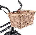 Bike Basket - Original Wicker Front Bicycle Bike Baskets - Handmade Woven Wicker Bike Basket with Adjustable Leather Straps (Nature)