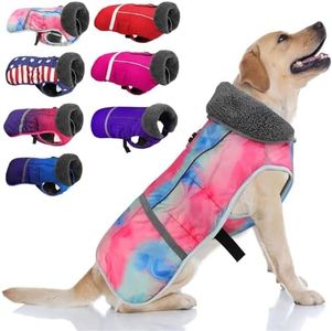 Doglay Dog Coat, Waterproof Dog Jacket Pet Winter Coat for Cold Weather with Thicken Furry Collar, Reflective Puppy Winter Jacket Warm Fleece Lining for Small Medium Large Pets
