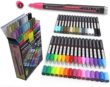 TOOLI-ART Acrylic Paint Markers Paint Pens Set Essential Color Series For Rock Painting, Canvas, Mugs, Plastic, Metal, Glass Paint, Fabric, Wood, DIY. Non Toxic, Quick Dry,Waterbased (30 EXTRA FINE)