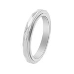 Epinki Rings for Girls Stylish, 3MM Women Stainless Steel Ring Silver Rhombus Spinner Anxiety Relief Ring Size V 1/2