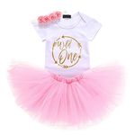 Wild One Baby Girls 1st Birthday Dress Tutu Outfits Cotton One Piece Tutu Romper Skirt Princess Party Dress Cake Smash Outfit Photo Shoot Clothes Costume Pink -Circle One