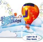 VIVIKEN 3D Musical Birthday Card, Luminous Hot-Air Balloon Pop Up Birthday Cards with Light, Romantic Popup Greeting Card for Women, Play Happy Birthday Music for Kids, Men, Mom, Dad, Grandma, Husband