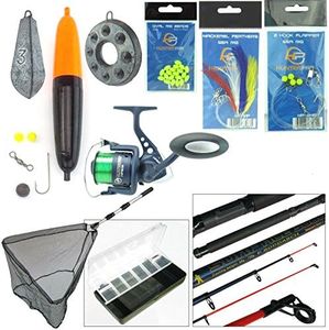 Sea Fishing Kit with Travel Rod & Reel. Includes Sea Fishing Rod, Reel, Net & Tackle For Fishing From Beach, Pier or Rocks.