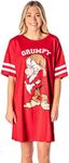 Disney Womens Varsity Tee Football Oversized Night Shirt Grumpy Nightgown, Red, X-Small